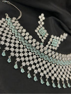 Quzey AD Green Stone Necklace Set