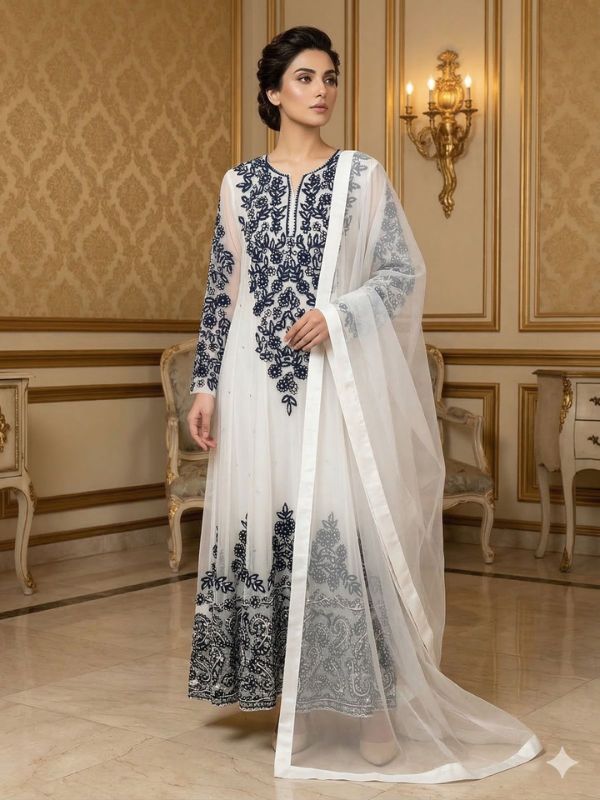 Quzey Chiffon Dress - White