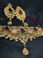 Quzey Kundan Maroon Chokar Set