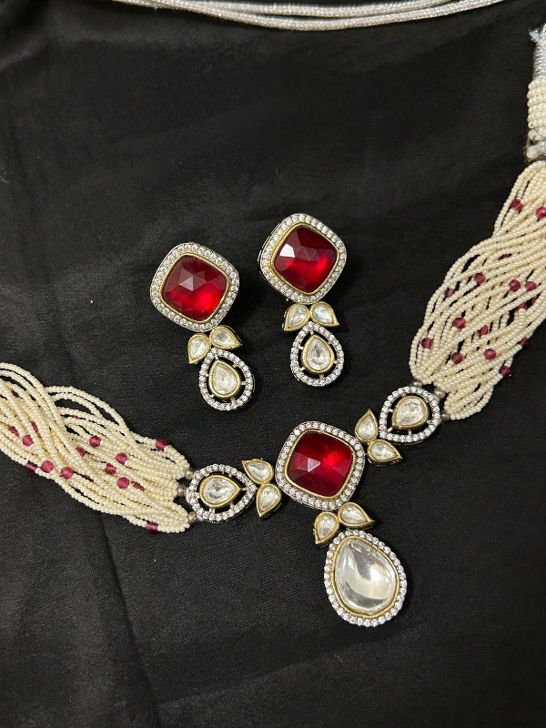 Quzey Kundan Maala Necklace Set