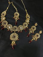 Quzey Kundan Maroon Necklace Set