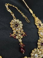 Quzey Kundan Maroon Necklace Set