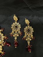 Quzey Kundan Maroon Necklace Set