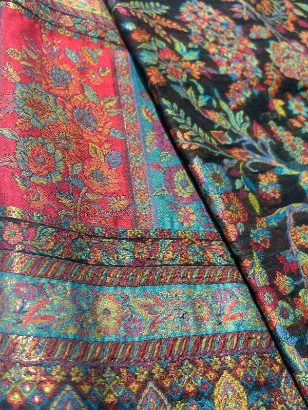 Quzey Pashmina Qalamkari Shawl - Black