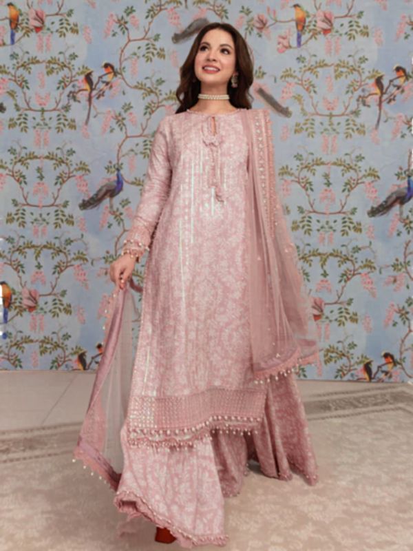 So Kamal Embroidered Lawn - Pink