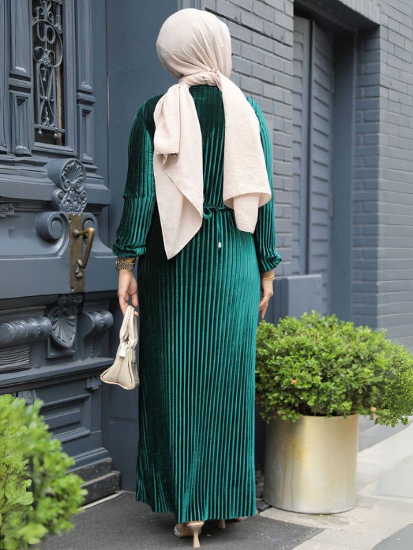 Quzey Velvet Dress - Emerald Green