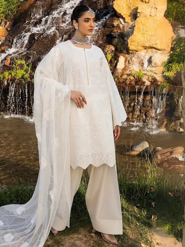 HEERAS Cotton - White Crown Farshi