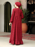 Quzey Schiffli Dress - Red