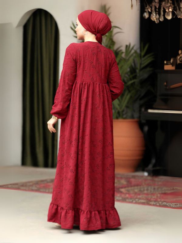 Quzey Schiffli Dress - Red