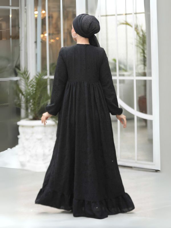Quzey Schiffli Dress - Black