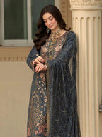 HEERAS Cotton - Grey & Gold