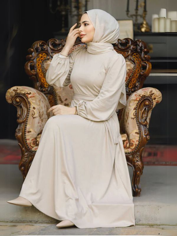 Quzey TR Solid Dress-Beige