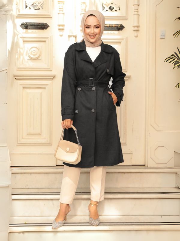 Quzey Trench Coat - Black