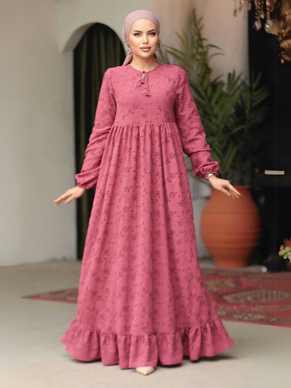 Quzey Schiffli Dress - Rose Pink