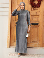 Quzey Velvet Dress - Smoke Grey