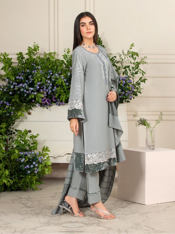 HEERAS - LINEN-PASHMINA VELVET