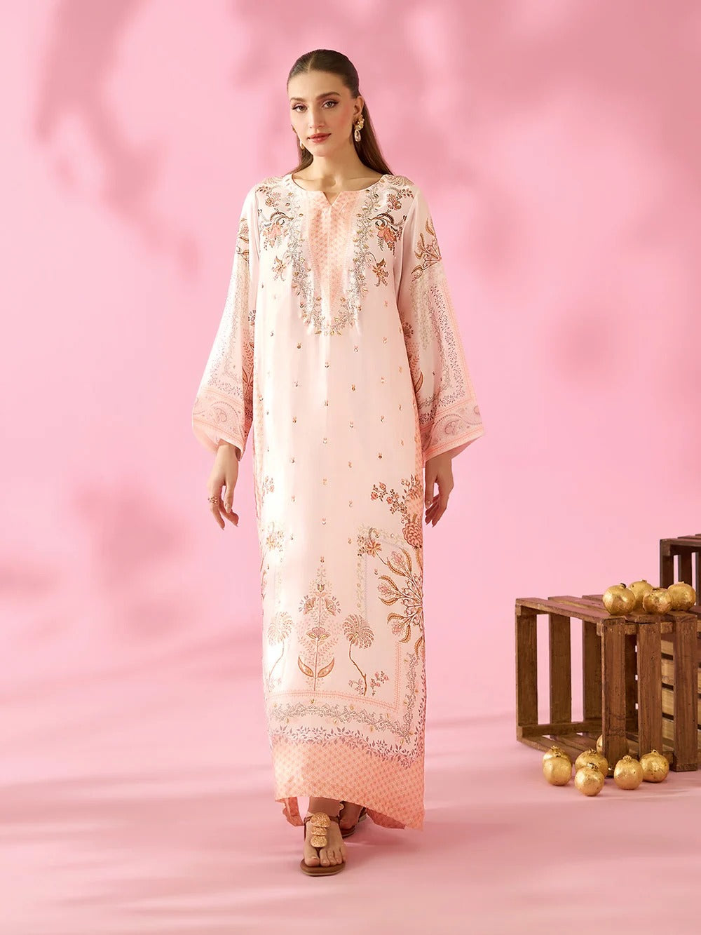 Quzey Silk Kaftan - ROSE