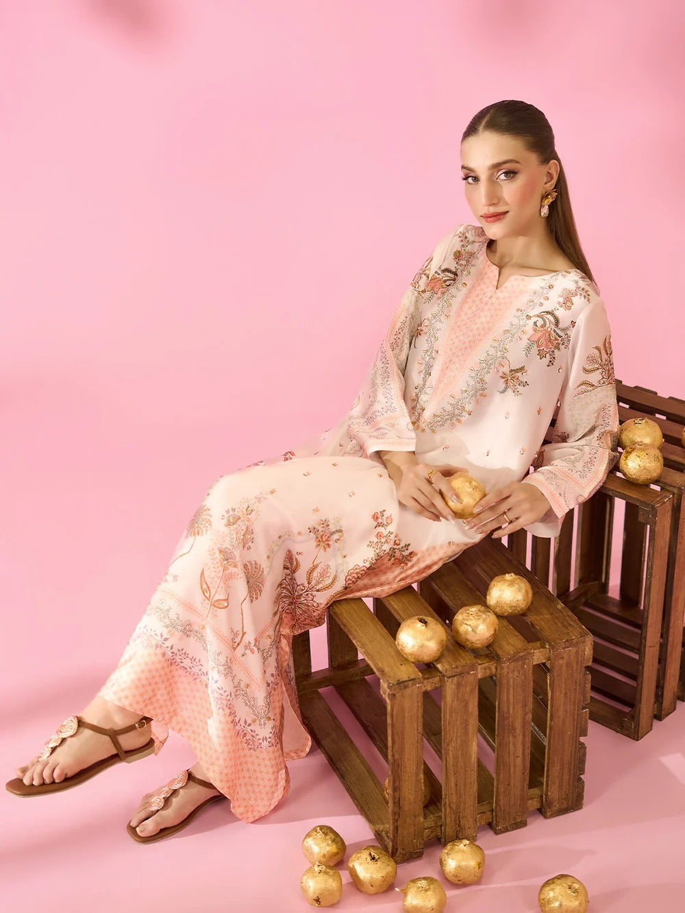 Quzey Silk Kaftan - ROSE