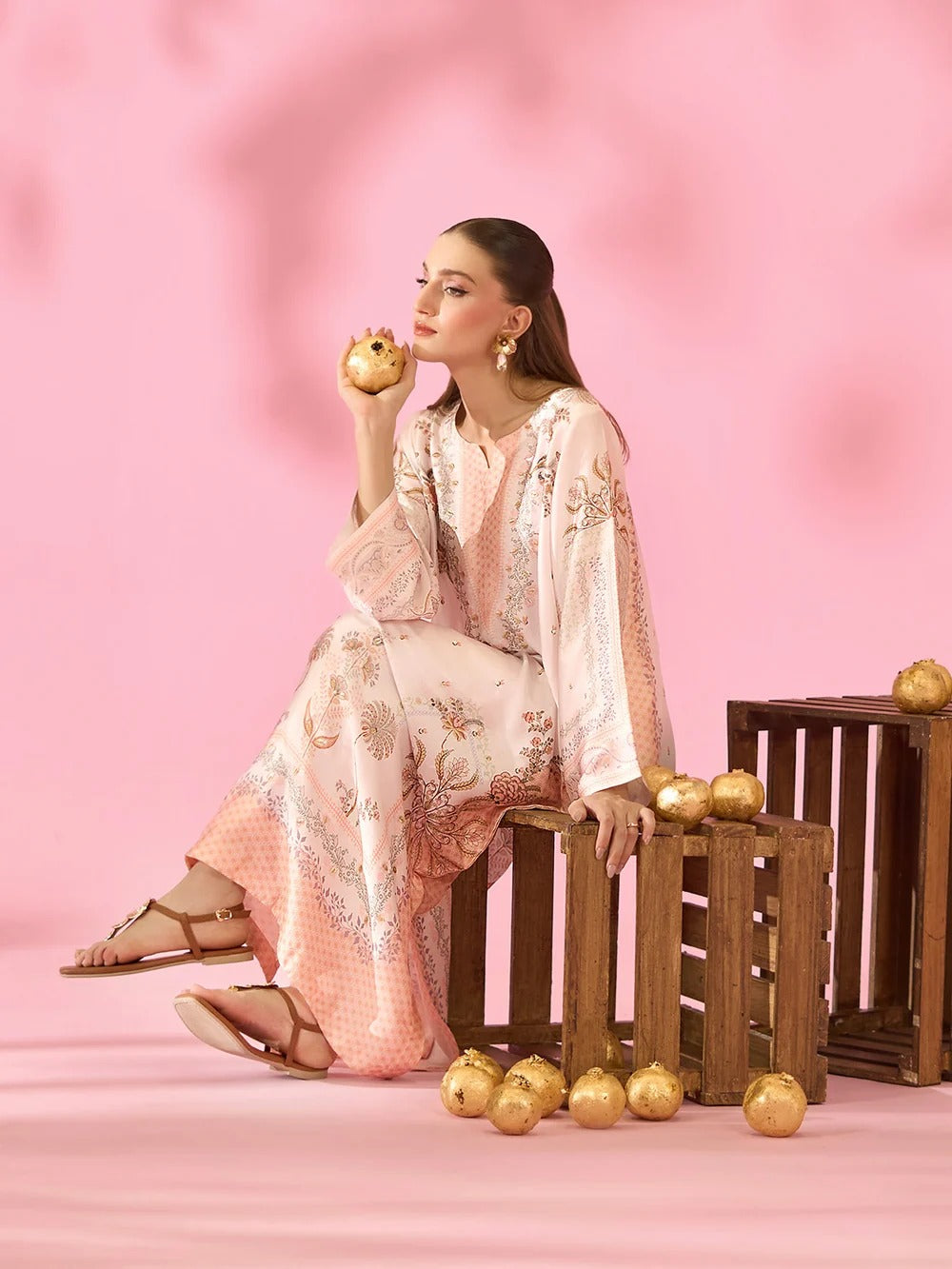 Quzey Silk Kaftan - ROSE