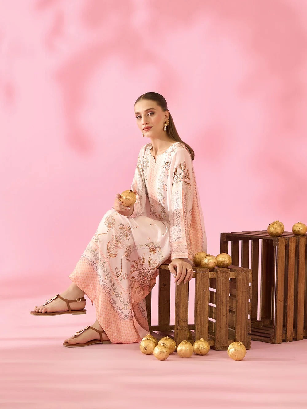 Quzey Silk Kaftan - ROSE