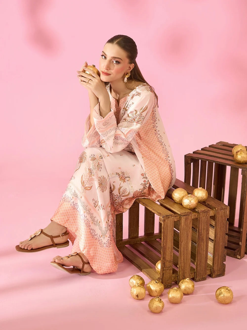 Quzey Silk Kaftan - ROSE