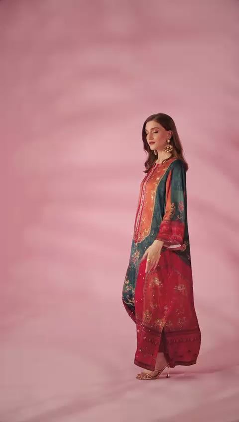 Quzey Silk Kaftan - SUNSET