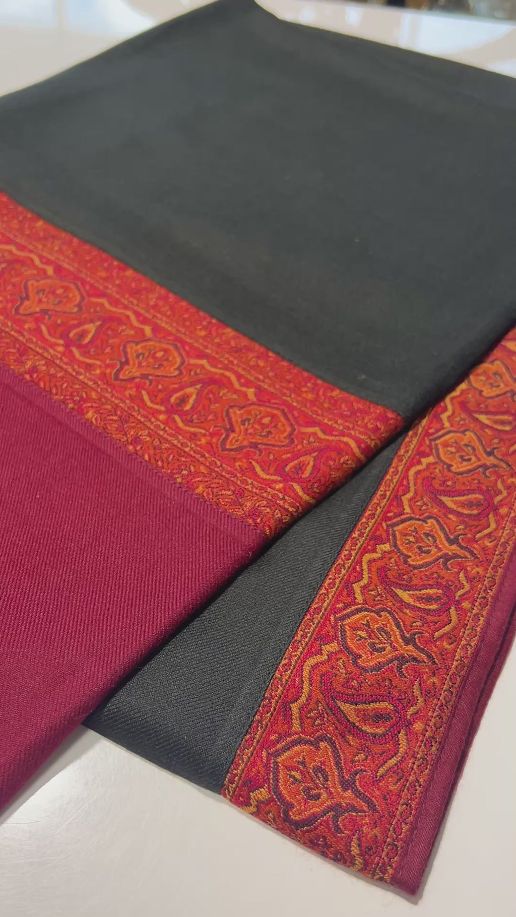 Quzey Pashmina Kani Shawl - Black