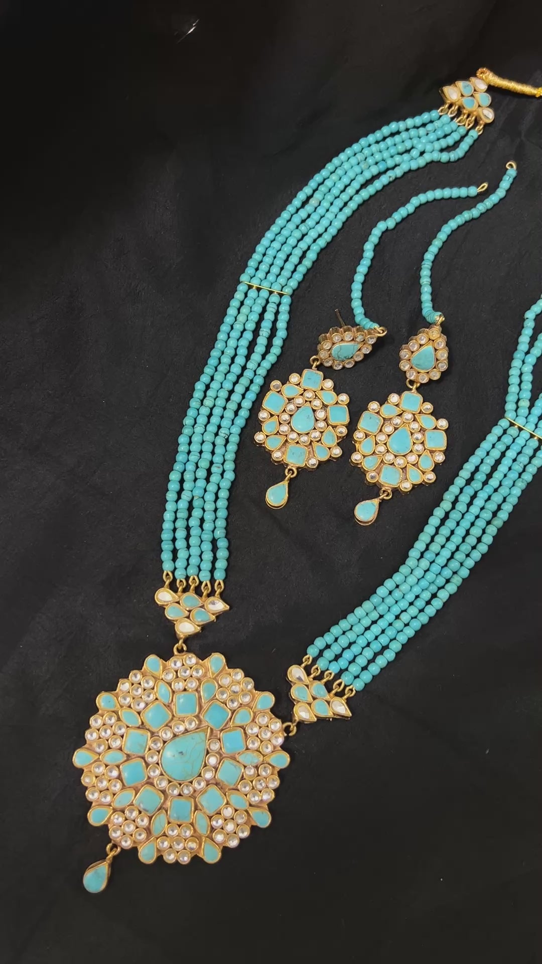 Quzey Kundan Turquoise Maala Set