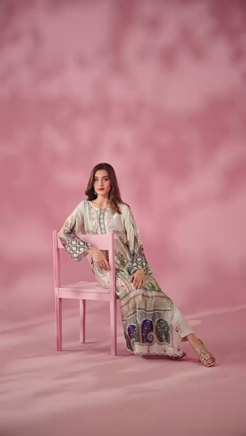 Quzey Silk Kaftan - IVORY