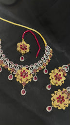 Quzey AD Gold Red Bridal Set