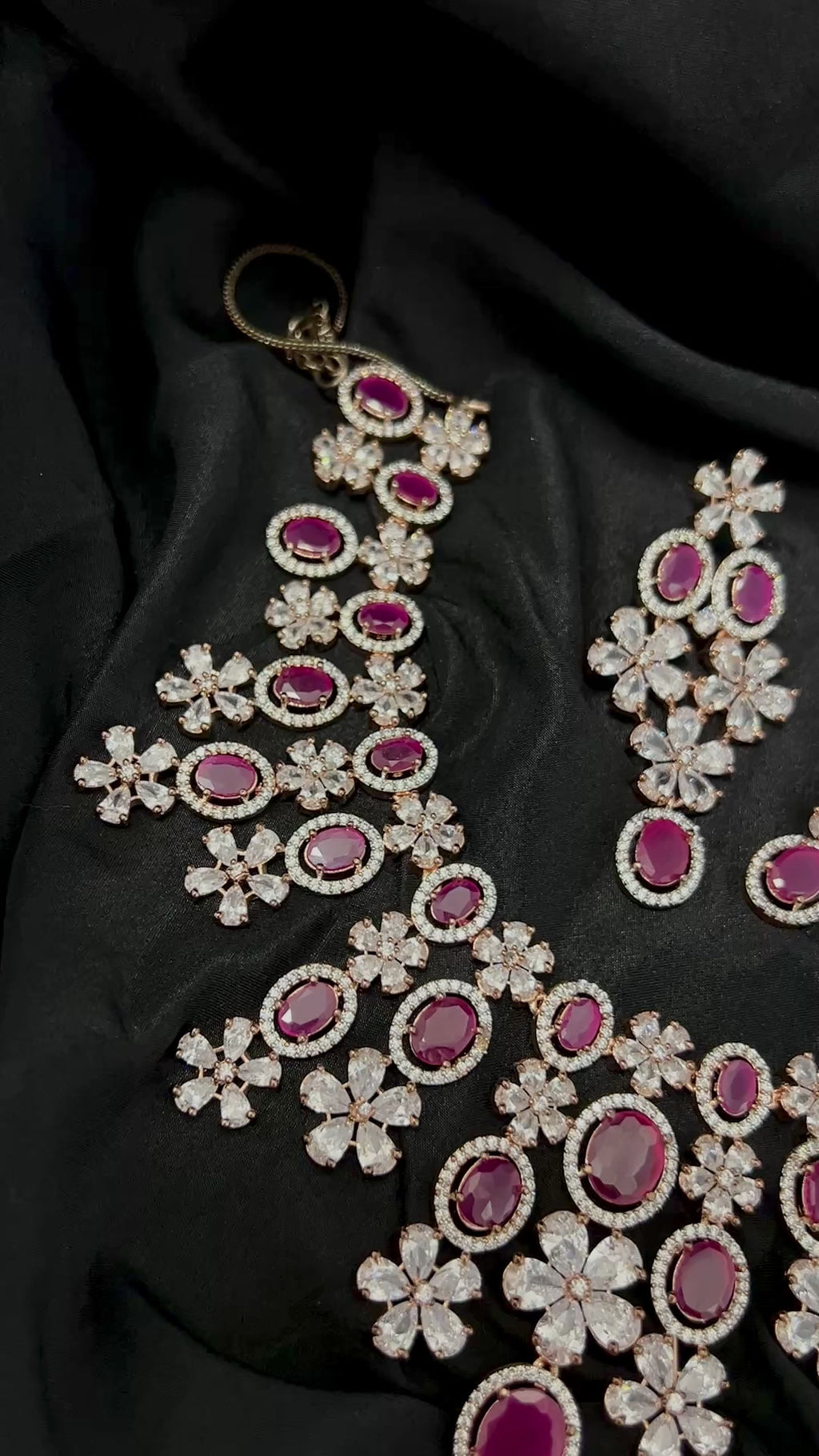 Quzey AD Pink Necklace Set