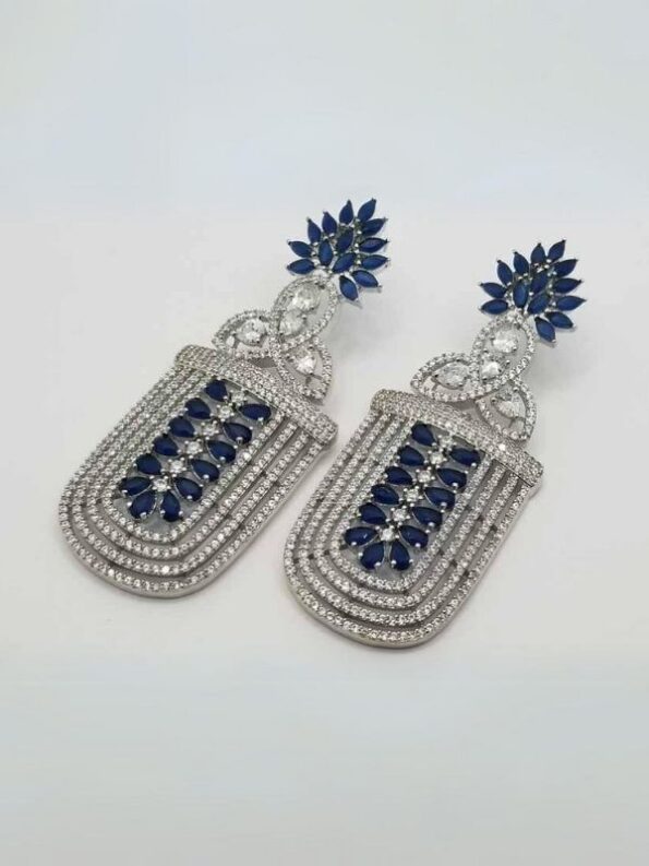 AD Earrings Dark Blue Gemstones - #439