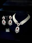 Pearl with Red Gemstone Necklace Set – #NS4