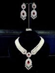 Pearl with Red Gemstone Necklace Set – #NS4