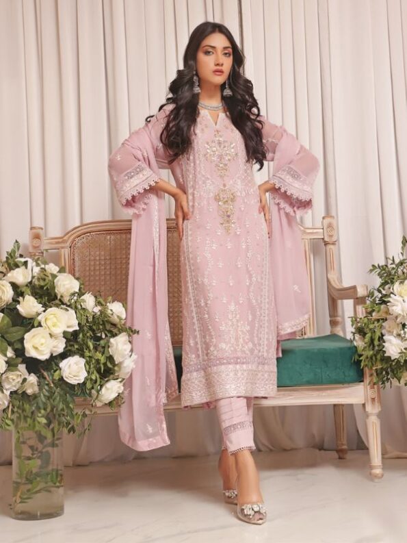 Quzey Baby Blush Embroidered Dress