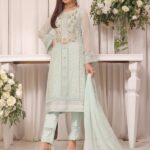Quzey Minty Mirage Embroidered Dress