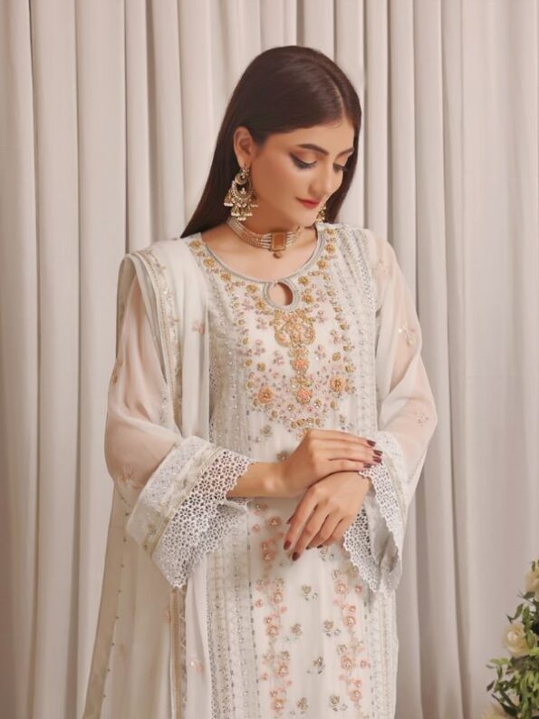 Quzey Pearl Perfection Embroidered Dress