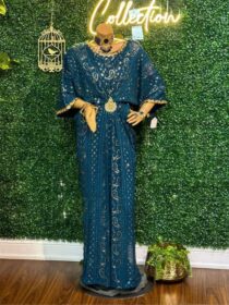 Quzey Blue Sapphire Embroidered Dress