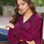 Claret Chiffon Embroidered Dress