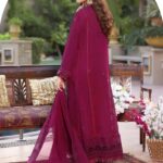 Claret Chiffon Embroidered Dress