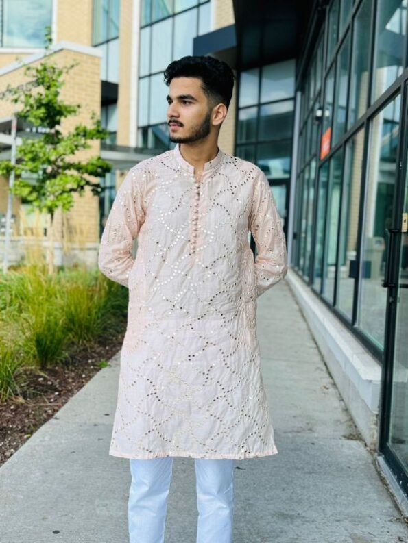 Quzey Pink Men Kurta