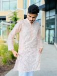 Quzey Pink Men Kurta