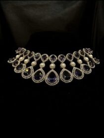 Pearl Rhinestone Necklace Set - BLUE