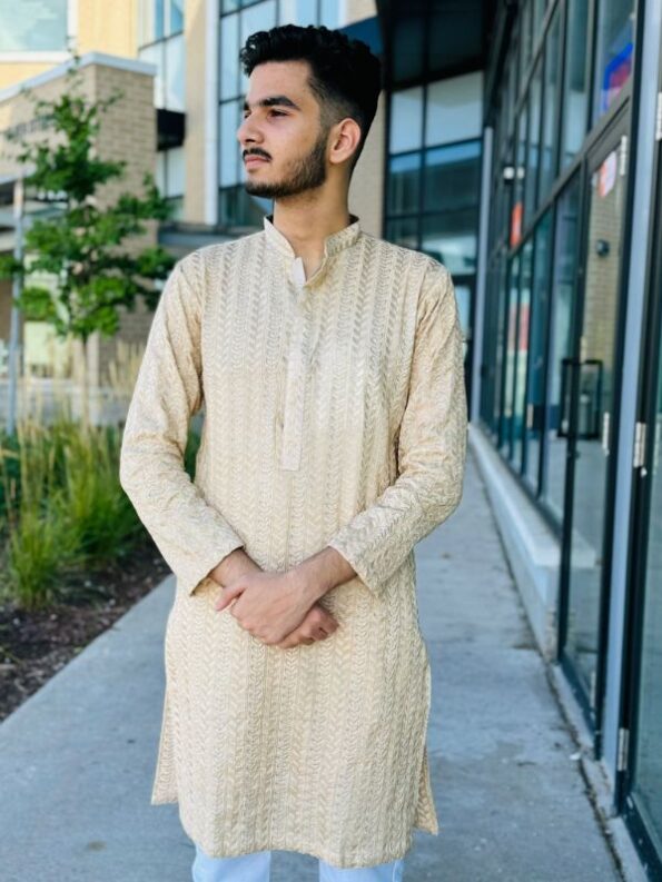 Quzey Beige Men Kurta