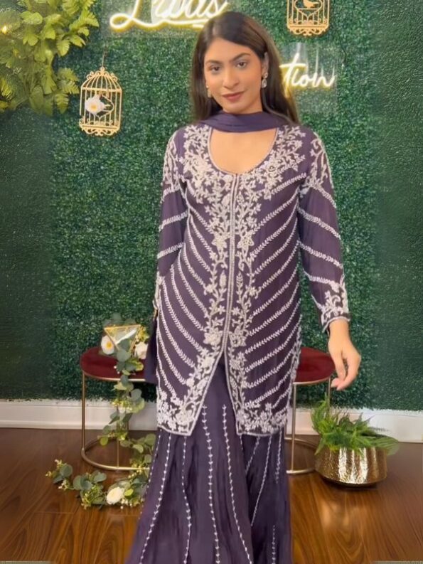 Quzey Formal Sharara - Deep Mauve