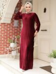 Quzey Velvet Dress – Claret Red