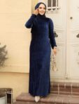 Quzey Velvet Dress – Navy Blue