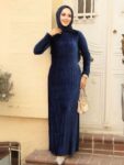 Quzey Velvet Dress – Navy Blue