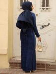 Quzey Velvet Dress – Navy Blue