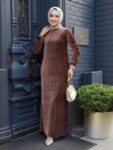 Quzey Velvet Dress – Brown